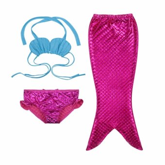 ขาย Mermaid Tail Swimwear Children Swimwear Girl Swimwear Red FishScale + Purple Shells - Red - intl