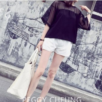 Mod เสื้อยืด คอกลม แขนสั้น แต่งผ้าโปร่งซีทรูช่วงไหล่ แขน (สีดำ) รุ่น S544 July 2018 - 3 Mod เสื้อยืด คอกลม แขนสั้น แต่งผ้าโปร่งซีทรูช่วงไหล่ แขน (สีดำ) รุ่น S544 - 3
