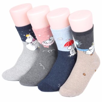ขาย Moomin Story Crew Women's Socks 4 pairs Made in Korea - intl