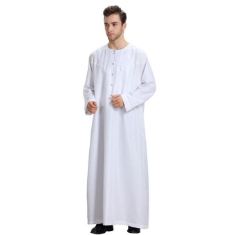 Muslim Men Long Sleeve Thobe Dress Men Islamic Clothing Plus SizeSaudi Arab Robe Gown - intl Muslim Men Long Sleeve Thobe Dress Men Islamic Clothing Plus SizeSaudi Arab Robe Gown - intl