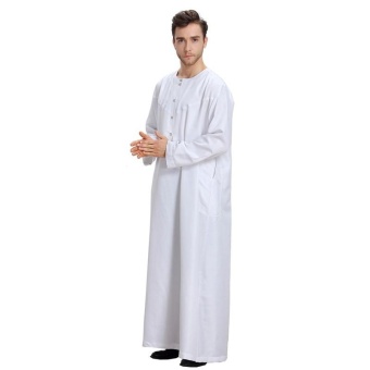Muslim Men Long Sleeve Thobe Dress Men Islamic Clothing Plus SizeSaudi Arab Robe Gown - intl Muslim Men Long Sleeve Thobe Dress Men Islamic Clothing Plus SizeSaudi Arab Robe Gown - intl
