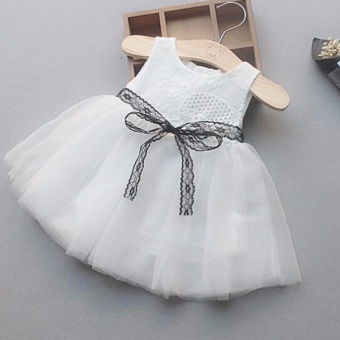 ขาย New Lace skirt Flower Girls Kids Summer Party Dance Prom Princess Pageant Dress White - intl