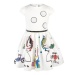 ขาย New Style New Hot Girls Short Sleeve Cartoon Painted Princess White Dress - intl