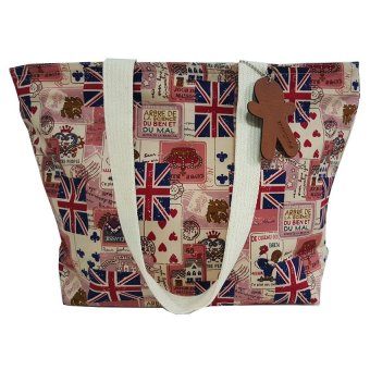 PUNGMAN กระเป๋าผ้า มีสายสะพาย ลาย England Flag สีชมพู-ขาว PUNGMAN กระเป๋าผ้า มีสายสะพาย ลาย England Flag สีชมพู-ขาว