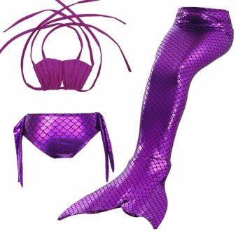 ขาย Purple 2017 New Summer 4-10 Y Toddler Girls Mermaid Tail Princess3pcs/set Bikinis Swimsuit Kids Bathing Suit Costume S002 PurpleA -intl