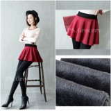 Skirt Leggings กระโปรงกางเกงเลกกิ้งบุขน กางเกงเลกกิ้งบุขน  สกืนนี่บุขน กางเกงบุขน กางเกงขายาวกันหนาว ขนาดฟรีไซส์ สีแดง-ดำ