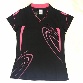 2561 Sports เสื้อออกกำลังกายผู้หญิง คอวี สีดำ-ชมพู_Model3