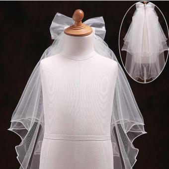 V2S7B Bridal Veil ผ้าคลุมผมเจ้าสาว 2 ชั้น โบว์ประดับเพชร (สีขาว) V2S7B Bridal Veil ผ้าคลุมผมเจ้าสาว 2 ชั้น โบว์ประดับเพชร (สีขาว)