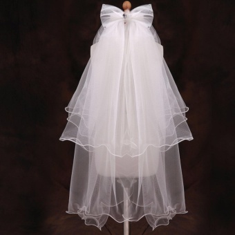 V2S7B Bridal Veil ผ้าคลุมผมเจ้าสาว 2 ชั้น โบว์ประดับเพชร (สีขาว) V2S7B Bridal Veil ผ้าคลุมผมเจ้าสาว 2 ชั้น โบว์ประดับเพชร (สีขาว)