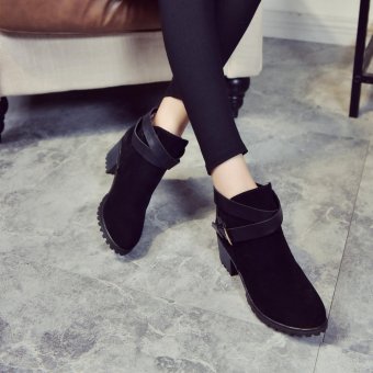 Women Winter Snow Ladies Low Heel Ankle Belt Buckle Martin BootsShoes - Intl July 2018 - 4 Women Winter Snow Ladies Low Heel Ankle Belt Buckle Martin BootsShoes - intl - 4