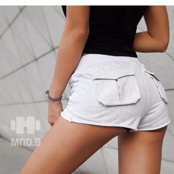 2561 กางเกงฟิตเนสขาสั้น แบบมีกระเป๋าหลัง สำหรับผู้หญิง Women s Fitness Shorts pants (สีเทาอ่อน/Grey)