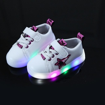 ขาย YL250 New Light Shoes Children and Girls Glowing Small White Shoes Boy Shoes LED Flash Baby Shoes EU21-EU30(Red) - intl