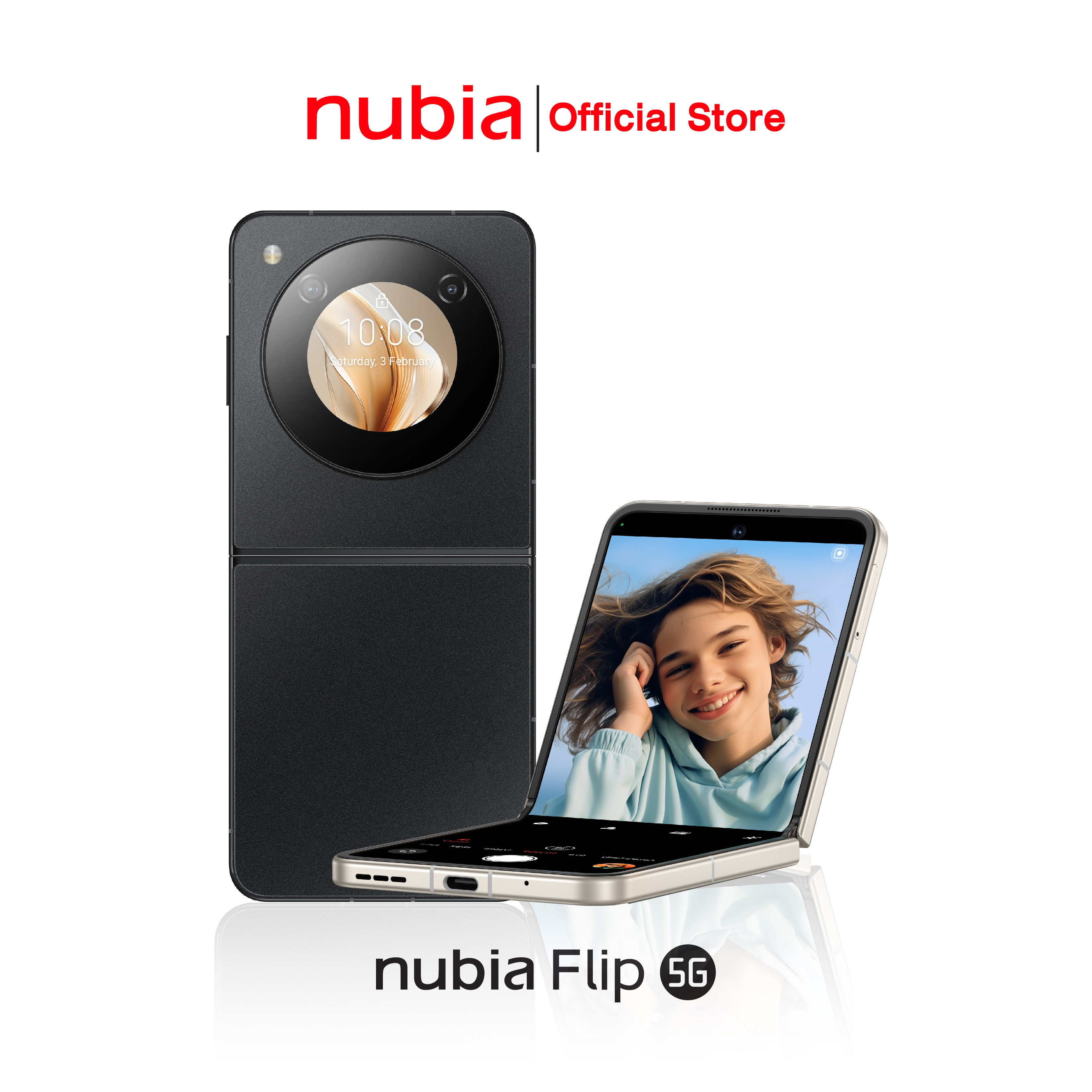 ZTE nubia Flip 5G 8+256GB (ขยายแรมสูงสุด20GB) - นูเบีย จอ 6.9" Amoled FHD+120Hz l กล้องคู่ 50MP AI Camera l Snapdragon 7 Gen 1 รับประกันศูนย์ไทย ราคา 15,990 บาท*ส่งฟรี