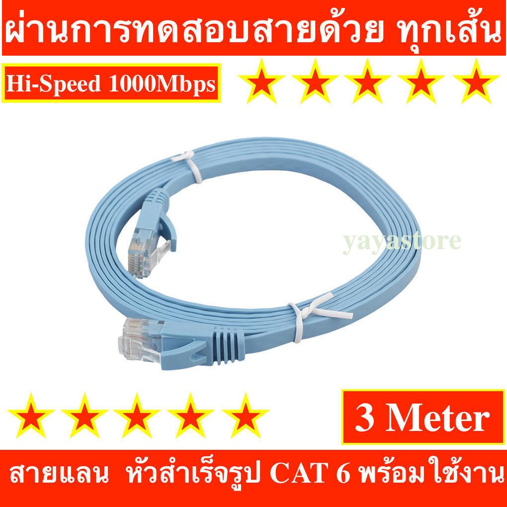 สาย Lan สำเร็จรูปพร้อมใช้งาน สายแบน 2 เมตร,2 meter RJ45 CAT6 Ethernet Flat LAN Cable UTP Patch Router Cables hi-speed 1000M