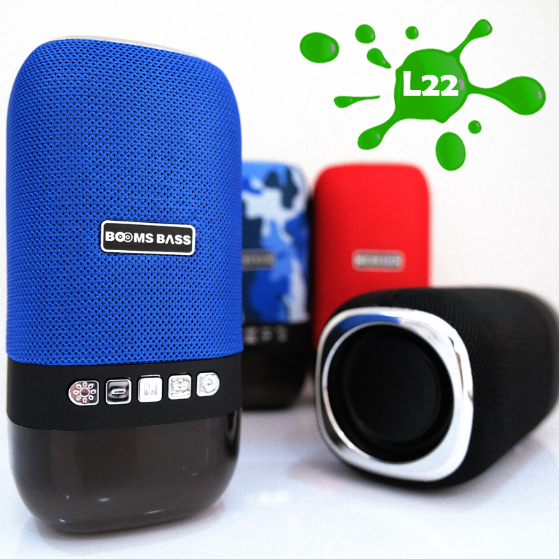 ?L22 เชื่อมต่อ 2 ตัวได้ ?BOOMS BASS - L22 ลำโพงบลูทูธ แรงขับ 5 วัตต์ ระบบ บลูทูธ 5.0 มีซัพเบสในตัวพร้อมไฟ LED