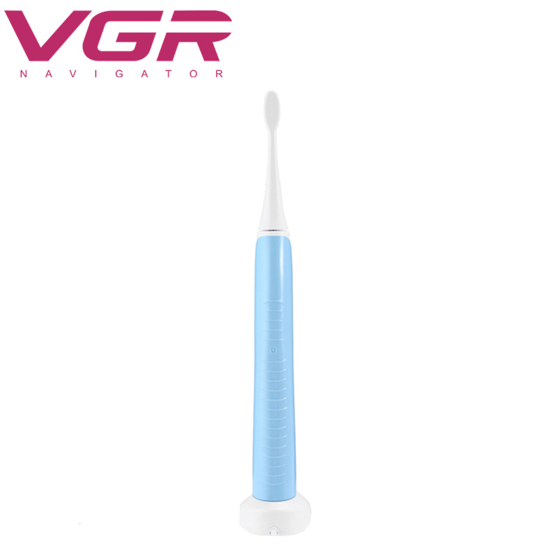 แปรงสีฟันไฟฟ้าเพื่อรอยยิ้มขาวสดใส นครนายก VGR แปรงสีฟันไฟฟ้า แบบชาร์จ Electronic Toothbrush สำหรับผู้ใหญ่ ด้ามเดี่ยวแถมหัวแปรง อัลตราโซนิกแปรงสีฟันไฟฟ้าเด็กแบบพกพา USB ครัวเรือนผู้ชายและผู้หญิงผู้ใหญ่แปรงสีฟันขนนุ่ม