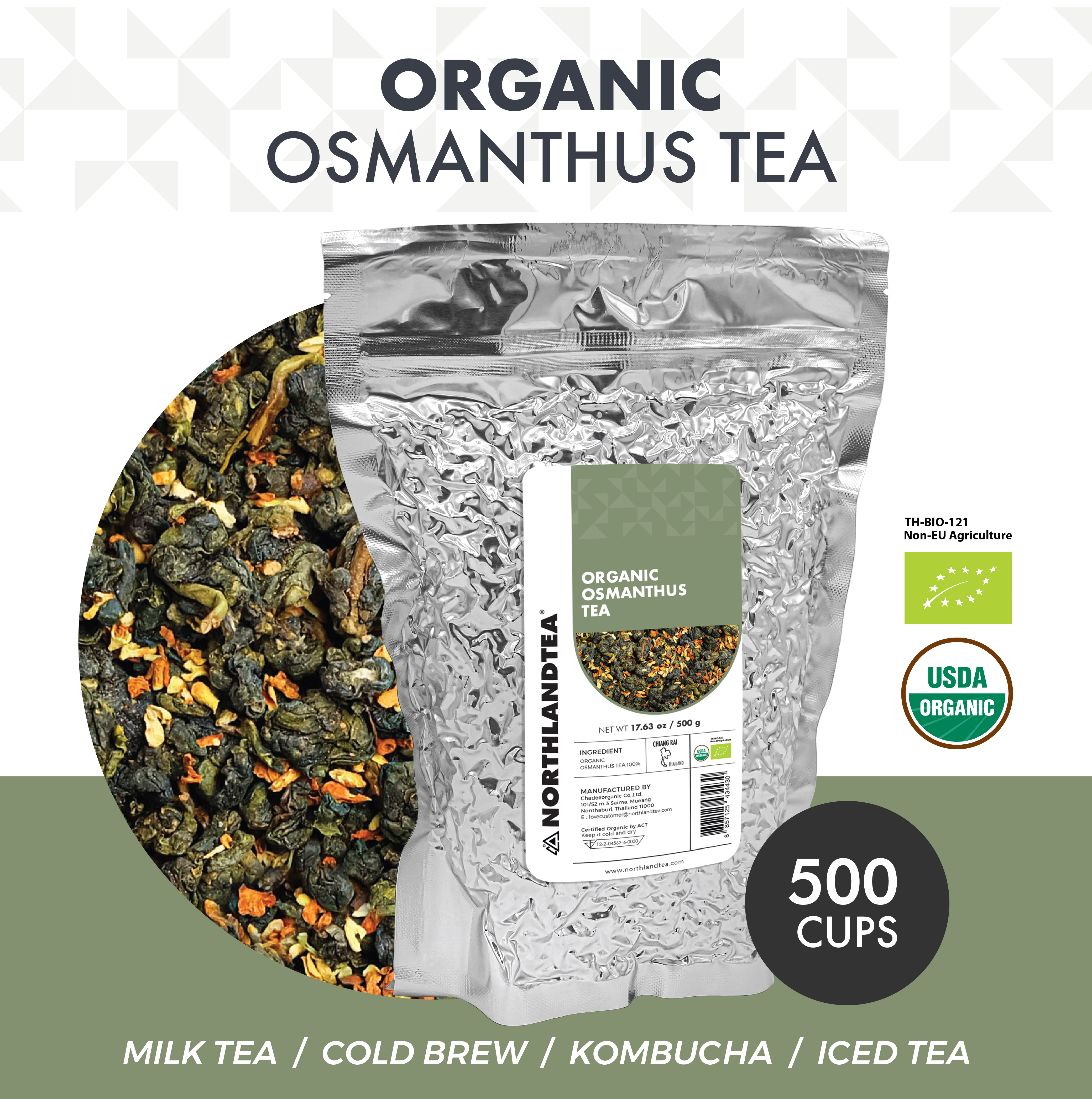 Organic Osmanthus Tea 500g - Certified USDA & EU Organic - Loose Leaf Tea - Heavenly Aroma - HOT & ICED TEA / COLD BREW / KOMBUCHA and etc. - Northlandtea ราคา 3,800 บาท*ส่งฟรี