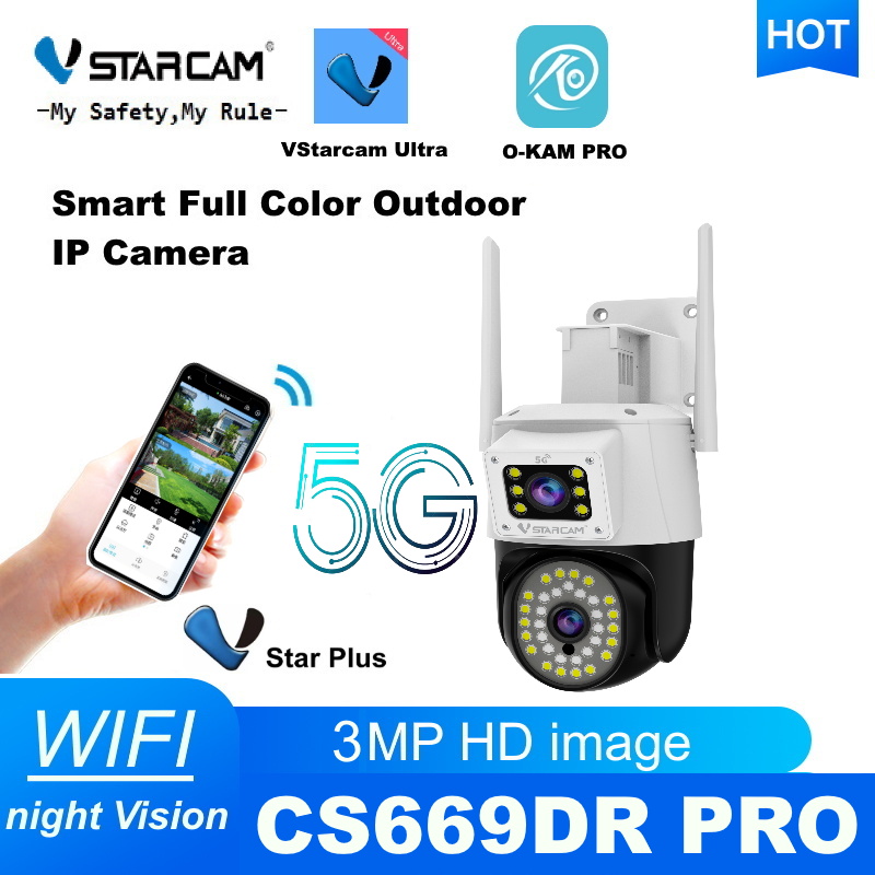 Vstarcam Cs669Dr-Pro (Dual Lens - Supports 5g Wi-Fi) 3 Million Pixel Resolution (1296P) Outdoor Wireless Cctv Camera with Ai+ Alarm Detector ราคา 1,099 บาท*ส่งฟรี
