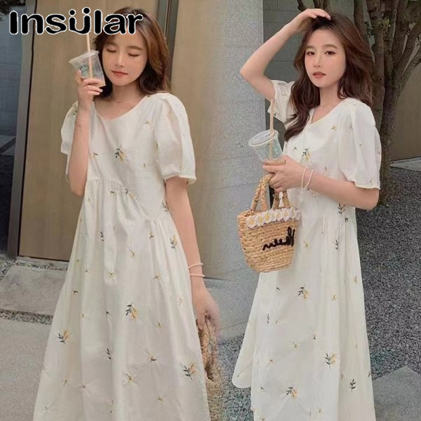 [JoynCleon Maternity wear INS style thin mid-length skirt Fashion outing maternity dress home service Small yellow flower short-sleeved skirt,Insular Maternity wear INS style thin mid-length skirt Fashion outing maternity dress home service Small yellow ราคา 252 บาท*ส่งฟรี