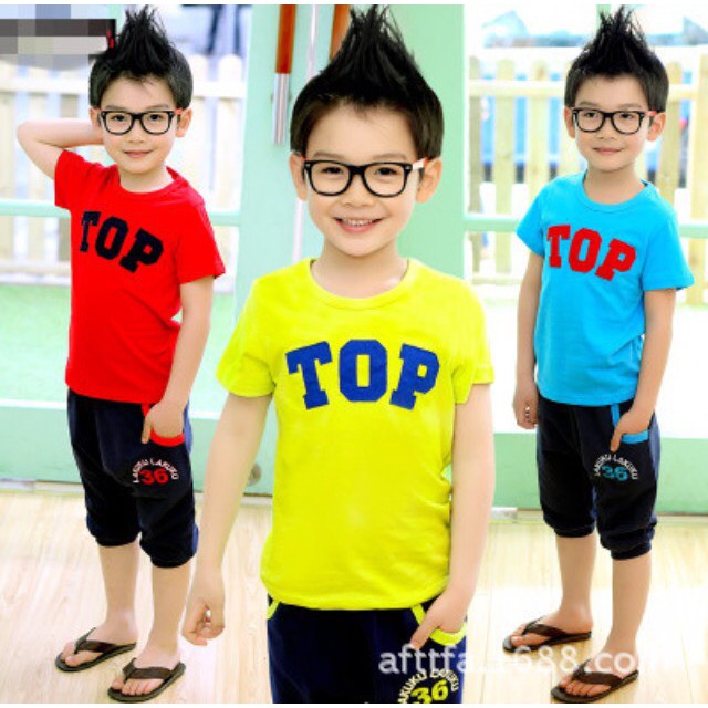 ชุดหนุ่มน้อย เสื้อแขนสั้นหนุ่มน้อย TOP ผ้ายืดนุ่ม + กางเกงสามส่วน ผ้านุ่ม เนื้อดี มากๆๆ ค่ะ