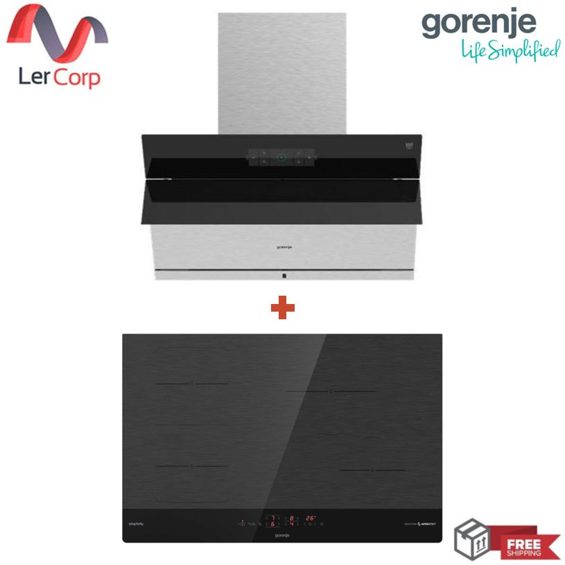 (Gorenje) เครื่องดูดควันติดผนัง 90 ซม. รุ่น PWHI93XGB + เตาอินดักชั่น 4 หัว BridgeZone รุ่น IT843SYB ราคา 48,900 บาท*ส่งฟรี