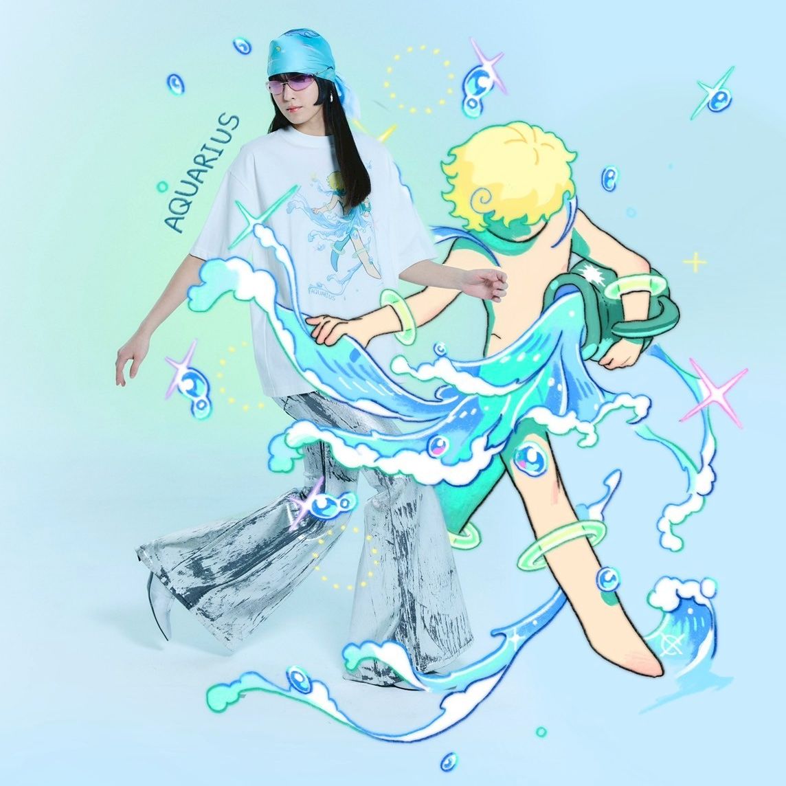 [Tohns] Aquarius Oversized T-shirt เสื้อยืดโอเวอร์ไซส์ลาย ราศีกุมภ์ (Aquarius) ด้วยลายกราฟิกหนุ่มเทน้ำ สื่อถึงความคิดสร้างสรรค์และความเป็นอิสระตามลักษณะของราศีกุมภ์ ราคา 1,650 บาท*ส่งฟรี