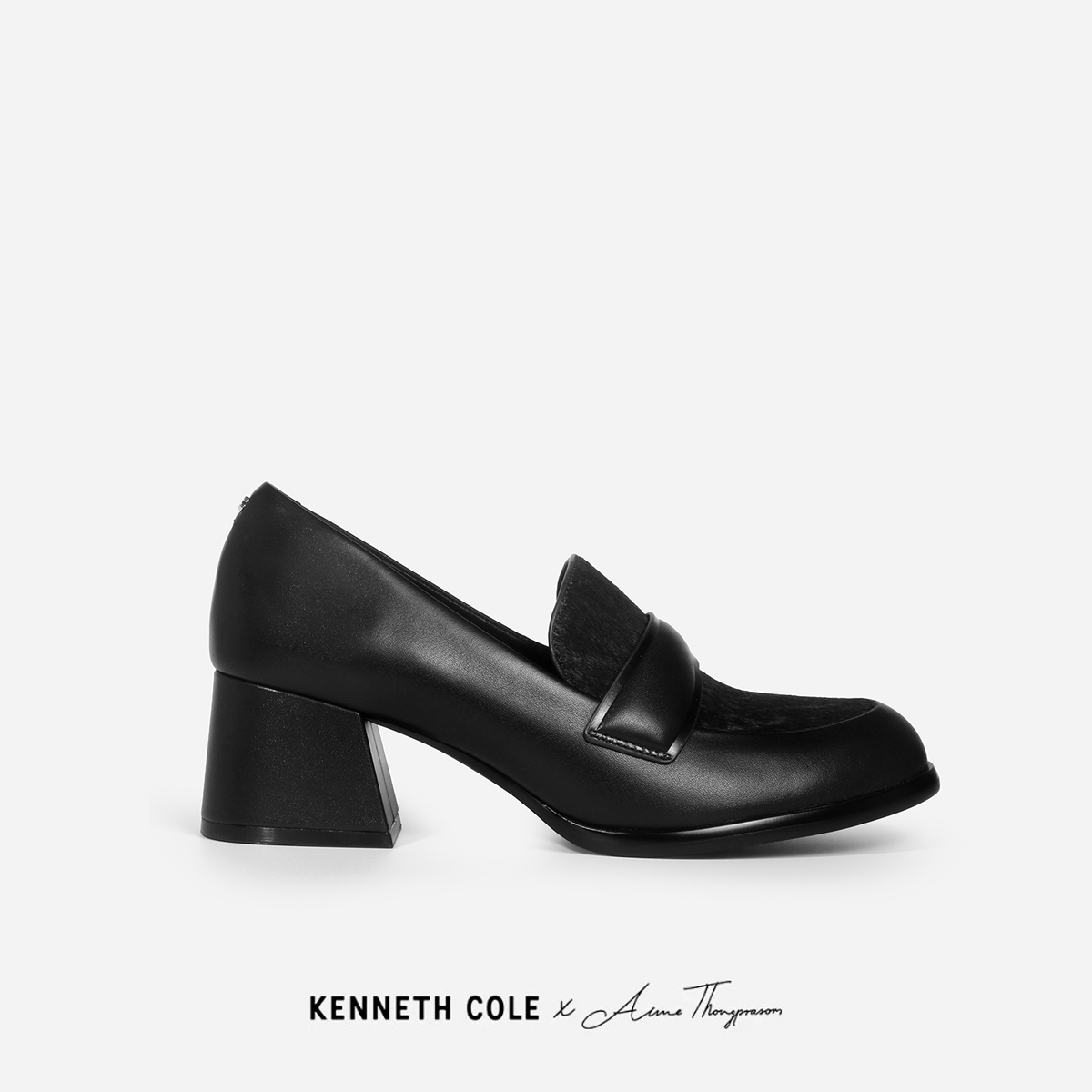 Kenneth Cole X Anne Thongprasom Women's High-Heeled Shoes Model Alina Loafer Jet Black/Calf Hair, Black (Hel - Kf45208Le-048) ราคา 6,490 บาท*ส่งฟรี
