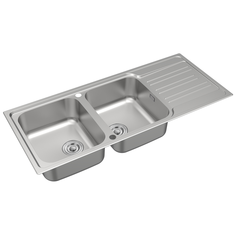 TEKA อ่างล้าจซิงค์สแตนเลส 2หลุม1ที่พัก รุ่น TG120 2B1D แถมก๊อกน้ำเย็น ราคา 3,990 บาท*ส่งฟรี