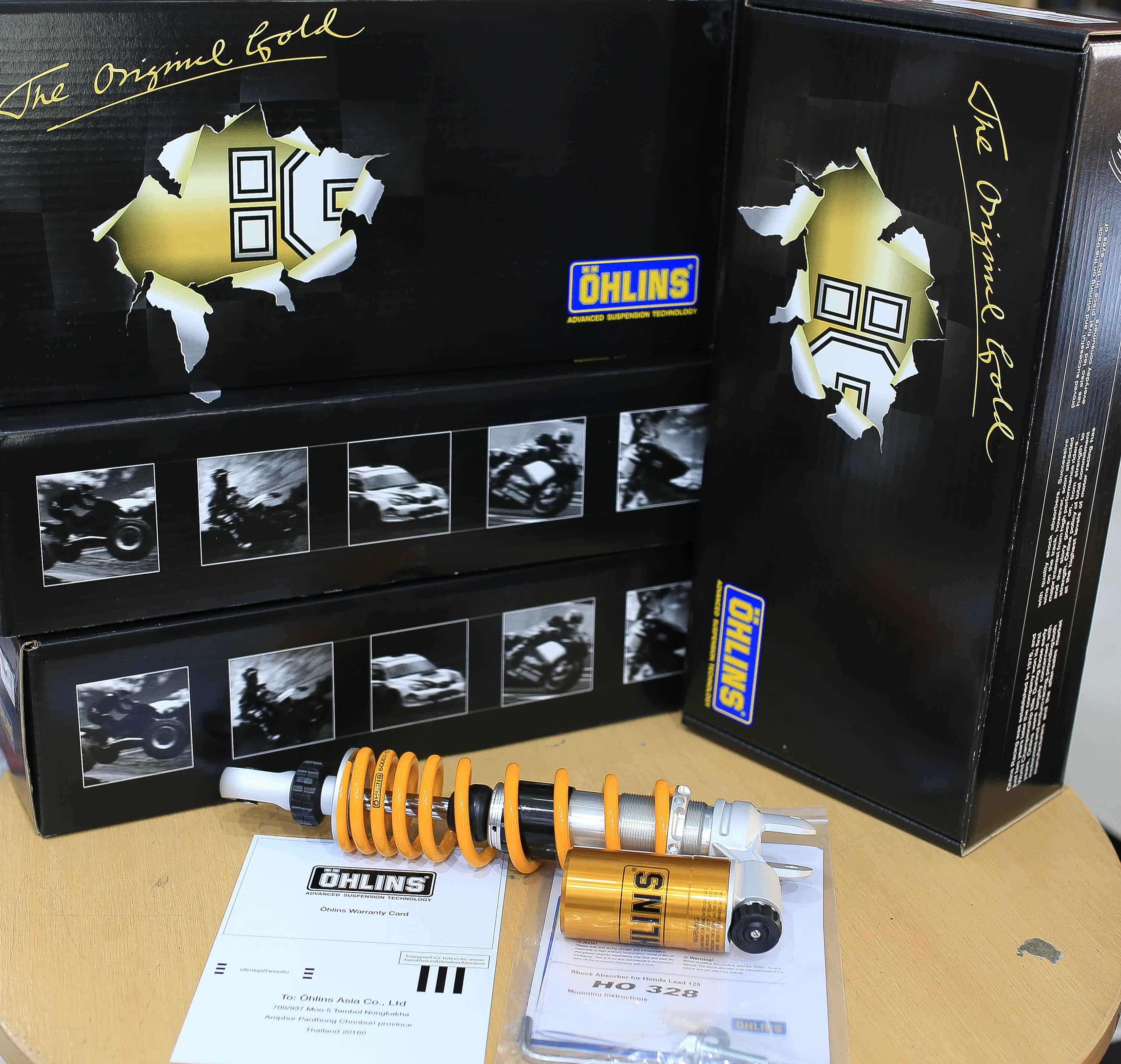 โช๊คหลังOHLINS HO328 (328.5 mm Honda Lead125) Honda Giorno125,Lead125 ราคา13500 ราคา 13,500 บาท*ส่งฟรี