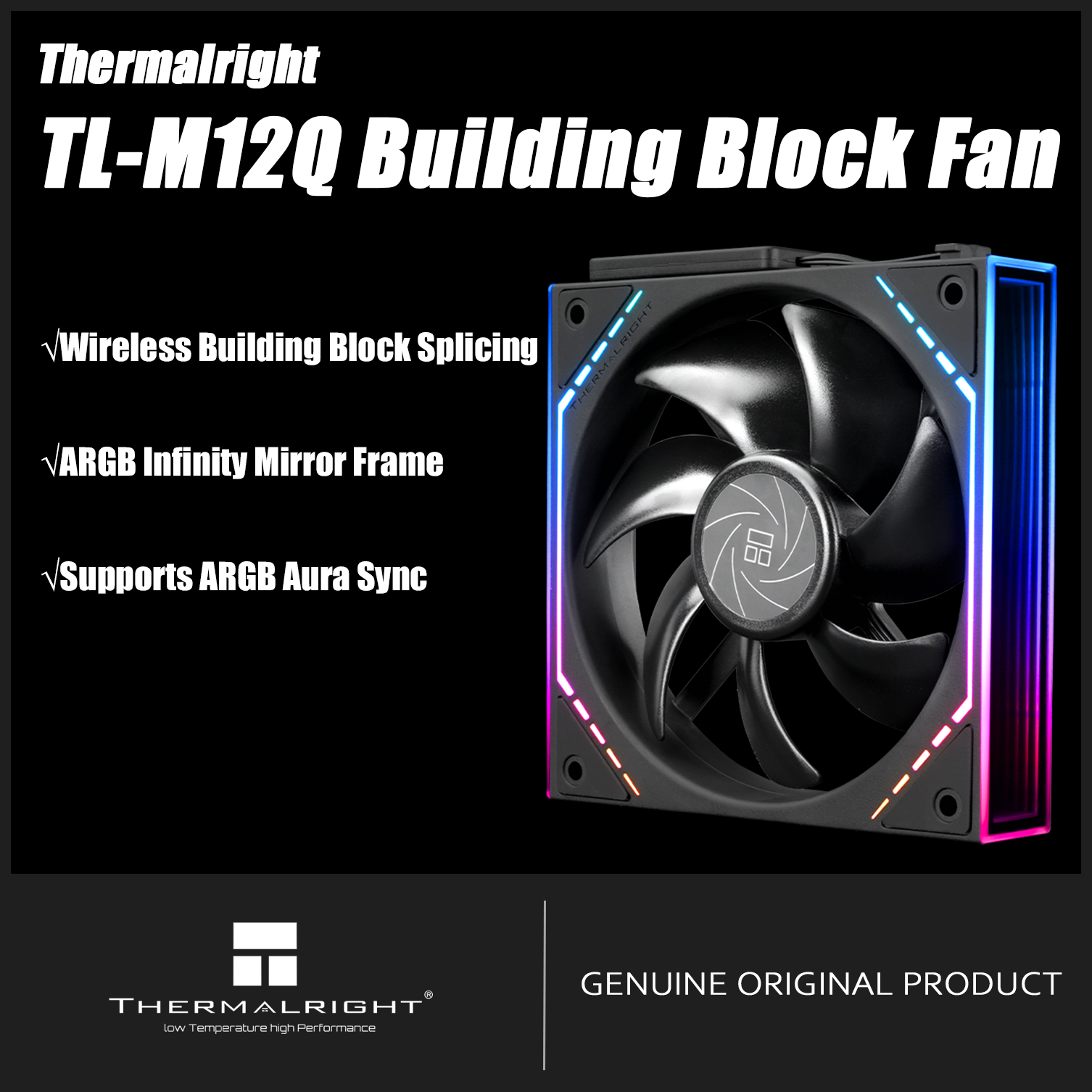 Thermalright Tl-M12Q 120mm Case Fan Building Block Fan Daisy-Chain | 2000 Rpm | High Airflow | Argb | Dual Infinity Mirrors Lighting for Gaming Build【3-Pack/2-Pack/1-Pack】 ราคา 629 บาท*ส่งฟรี