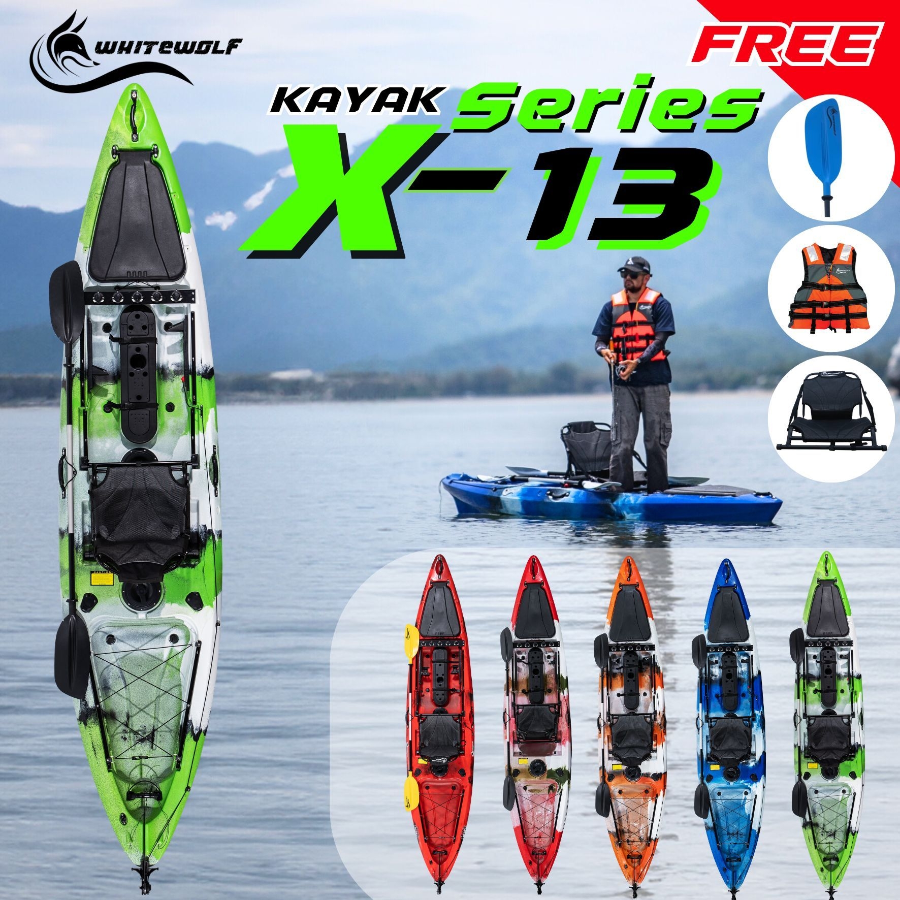 เรือคายัคตกปลา X-13 / X-Series X13 เรือคายัค เรือพาย เรือตกปลา ราคา 25,000 บาท*ส่งฟรี