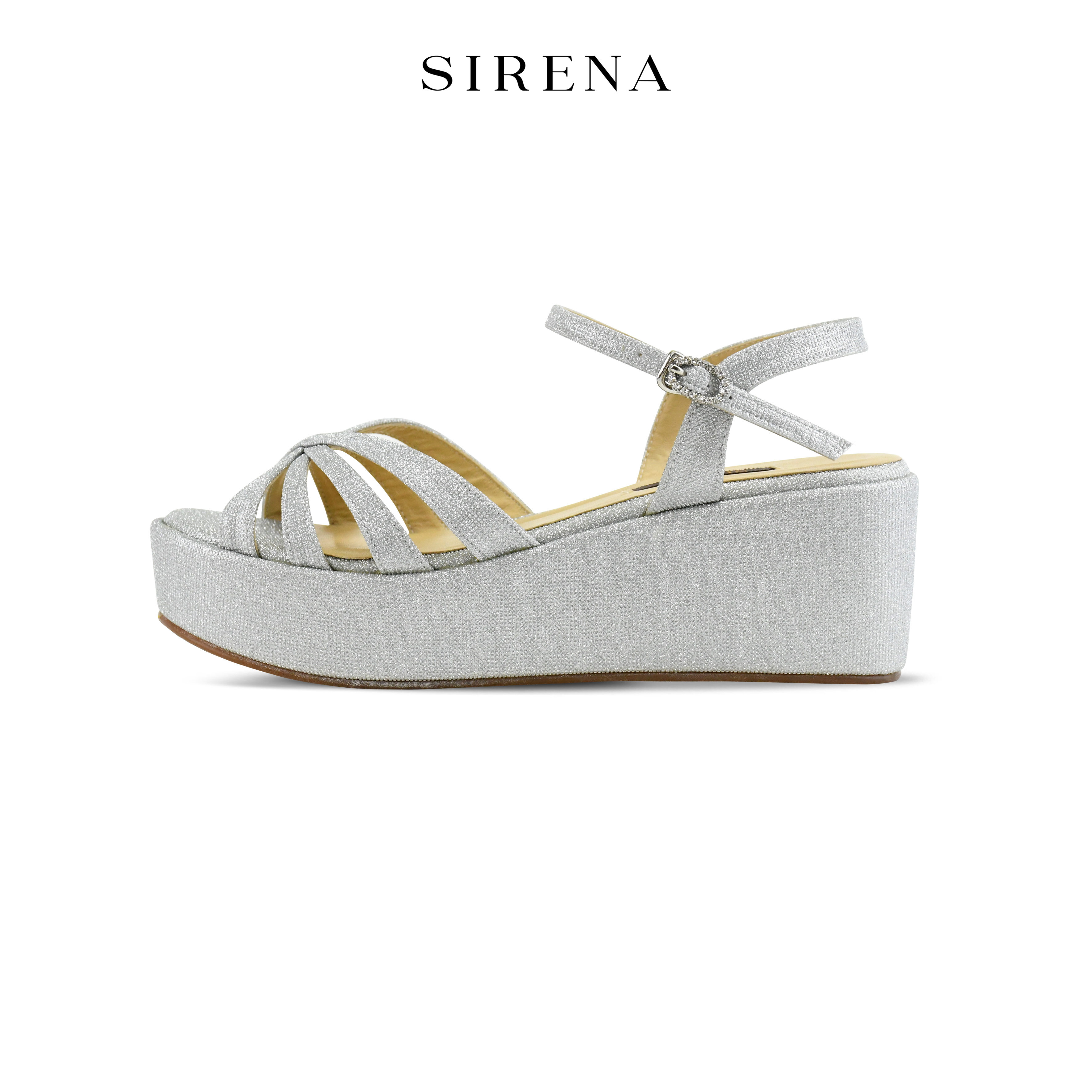 Sirena Bridal Shoes, Open Front, Wedge Heel, 2.5 Inch High, Model Alisa, Silver Color. ราคา 4,290 บาท*ส่งฟรี