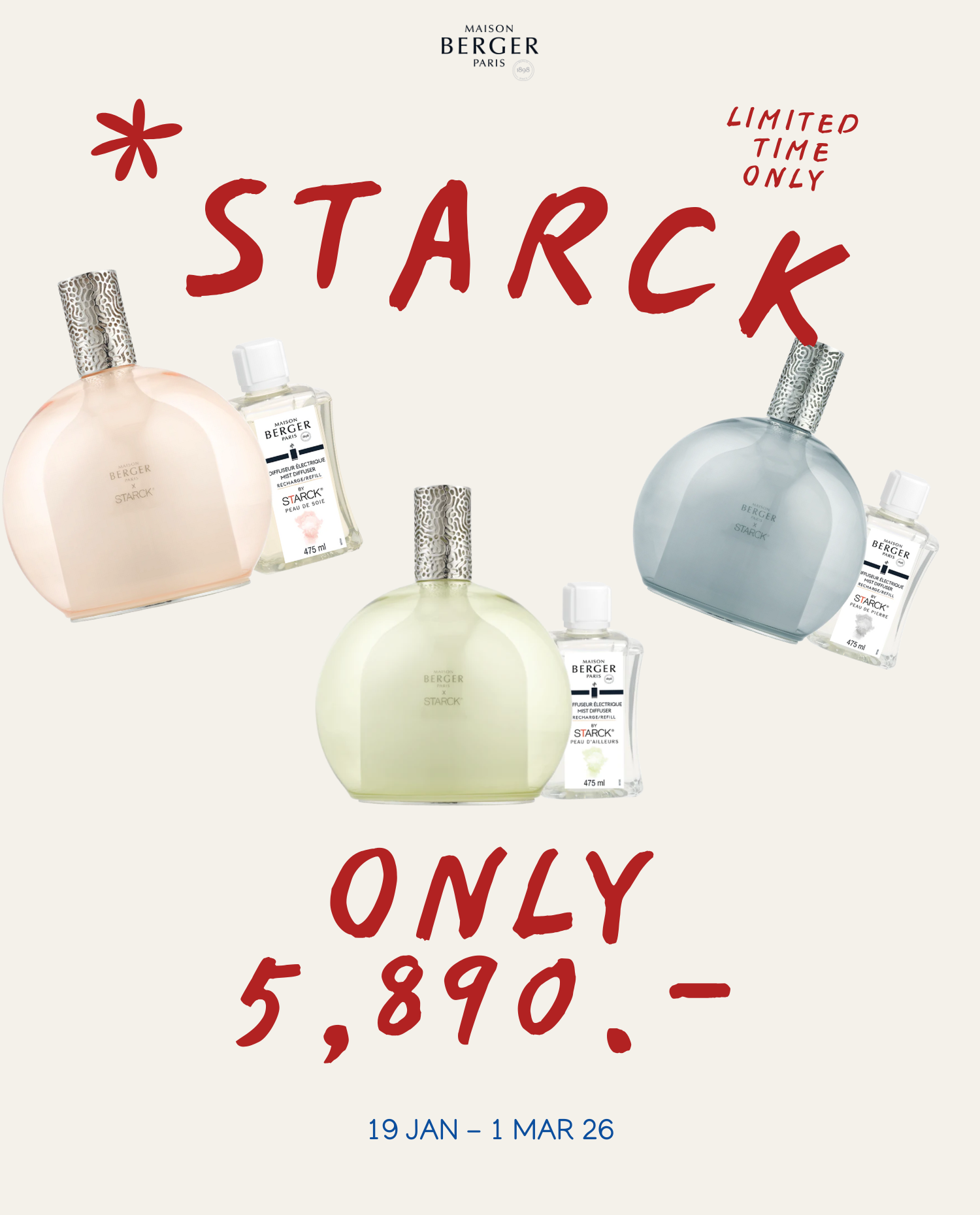 Maison Berger Paris X Starck Mist Diffuser Automatic Fragrance Diffuser Fragrant Home French Perfume ราคา 5,980 บาท*ส่งฟรี