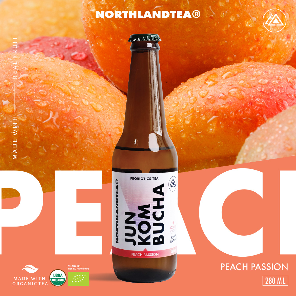 Organic Jun Kombucha Peach Passion 280 ml. - Probiotic Good for Gut - Northlandtea ราคา 129 บาท*ส่งฟรี
