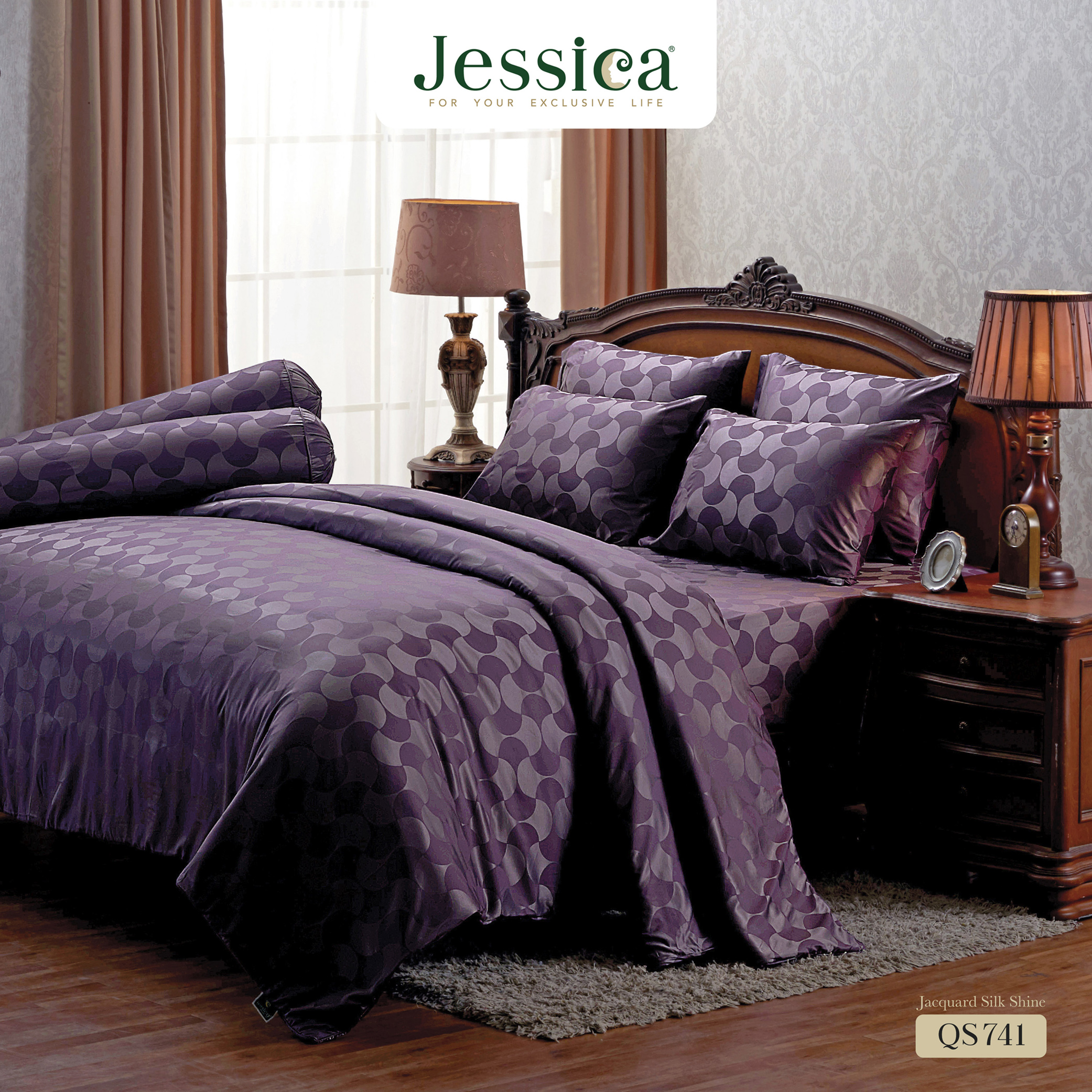 Jessica Jacquard Silk Shine 500 เส้นด้าย QS741 ชุดเครื่องนอน ผ้าปูที่นอน ผ้าห่มนวม ผ้าทอลายเรียบหรู สามารถป้องกันไรฝุ่นได้ ราคา 2,508 บาท*ส่งฟรี