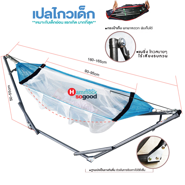 Swinging cradle, baby cradle with stand, mosquito net, omnidirectional For babies 0-1 years old, excellent wrap, airy, not hot, easy to carry, foldable, save space for use ราคา 640 บาท*ส่งฟรี