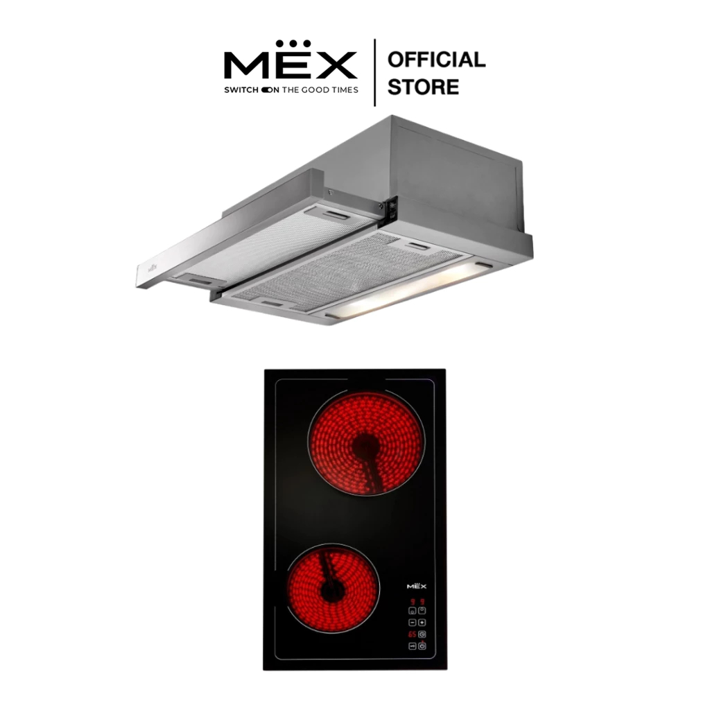 MEX Set รุ่น HVN632 + SL26 เตาไฟฟ้าฐานกระจกเซรามิคและเครื่องดูดควันแบบสลิมไลน์ ราคา 10,900 บาท*ส่งฟรี