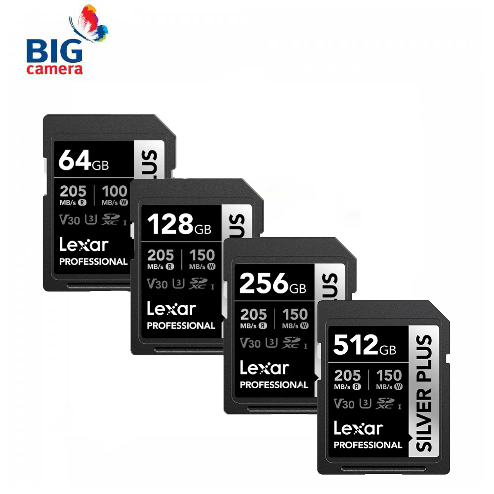 LEXAR PROFESSIONAL SILVER PLUS SDXC UHS-I V30 R205/W100/W150 ราคา 1,390 บาท*ส่งฟรี