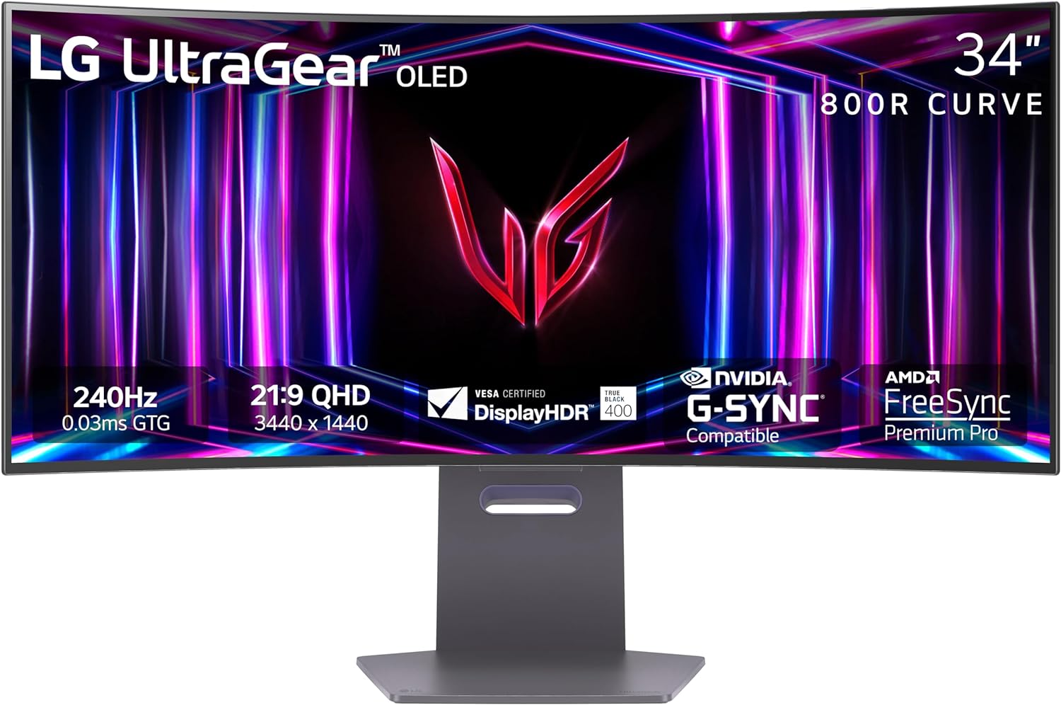 LG 34GS95QE 34-inch Ultragear OLED Curved Gaming Monitor WQHD 800R 240Hz 0.03ms DisplayHDR True Black 400 AMD FreeSync Premium Pro NVIDIA G-Sync HDMI 2.1 DisplayPort Tilt/Height/Swivel Stand Black - 3 Yrs Warranty ราคา 32,900 บาท*ส่งฟรี
