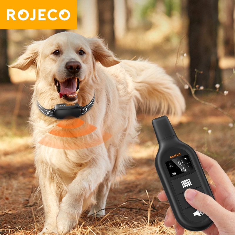ROJECO Electric Dog Training Collar 3300ft Remote Control Waterproof Vibration Electric Shocker Pet Dog Bark Stop Shock Collar ราคา 940 บาท*ส่งฟรี