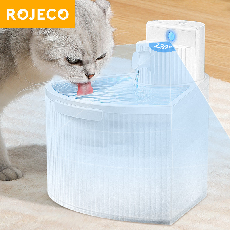 ROJECO Wireless Cat Water Fountain Automatic Sensor Drinking Fountain For Cats Dog Drinker Pet Smart Water Dispenser Accessories ราคา 56 บาท*ส่งฟรี