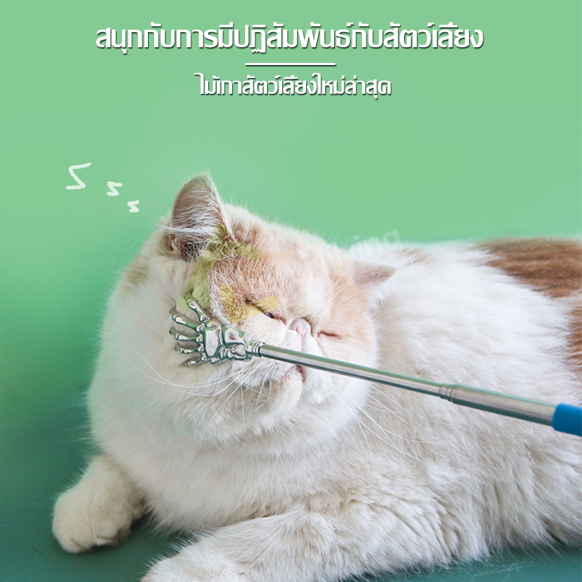 Pet stainless steel retractable back scratcher retractable back scratcher hand bone adjustable short-length portable back scratcher with 2 colors ราคา 43 บาท*ส่งฟรี