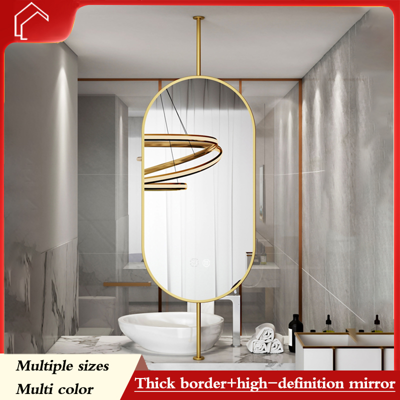 Oval Bathroom Hanging Mirror Up and Down Rod Hanging Rod Mirror Window Bedroom Aluminum Alloy Frame Mirror Large Size Waterproof Moisture-proof Beauty Mirror Ceiling Mirror Sink Mirror Rotatable Mirror ราคา 4,297 บาท*ส่งฟรี