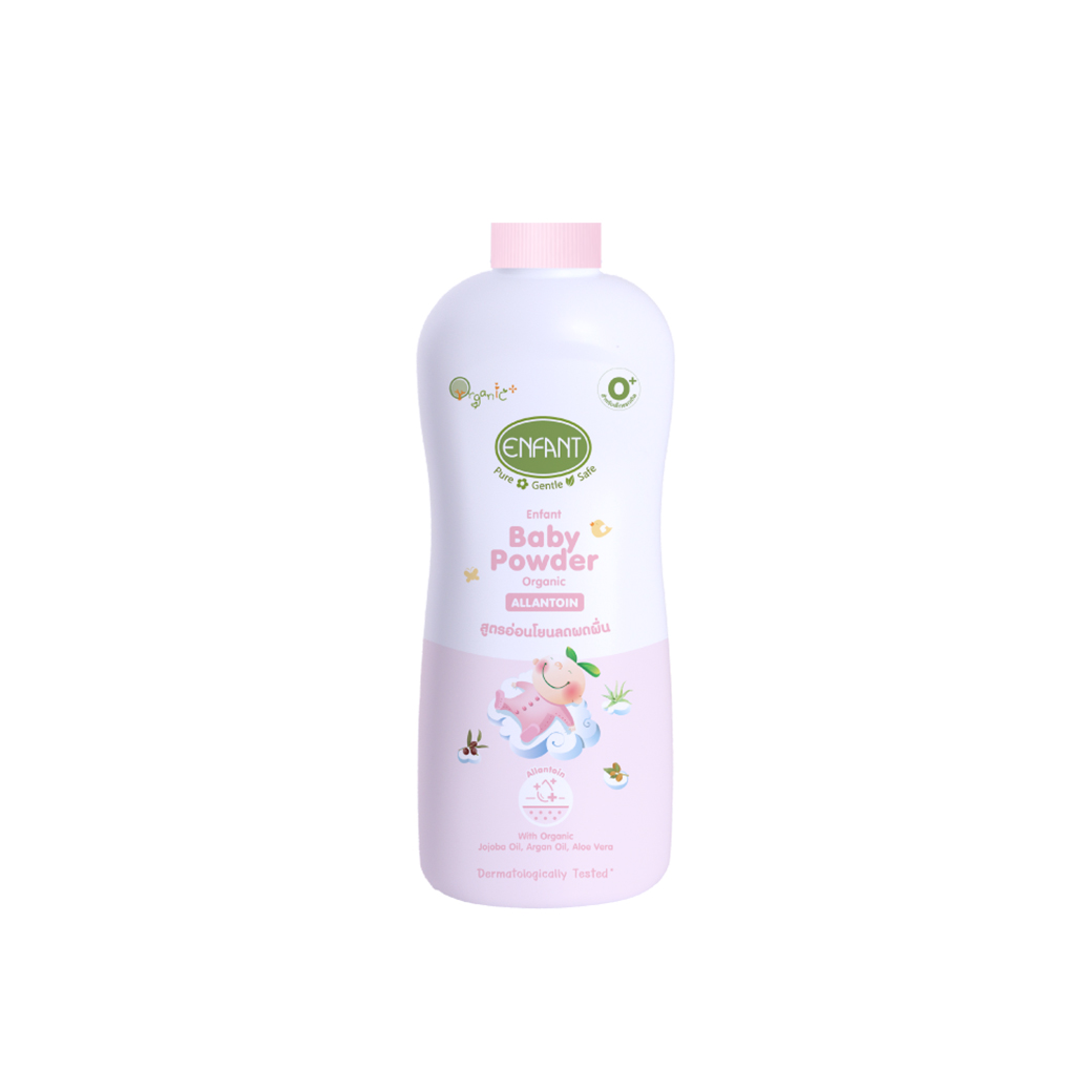 แป้ง Enfant สูตรใหม่ ENFANT BABY POWDER ORGANIC ALLANTOIN สีชมพู 160กรัม