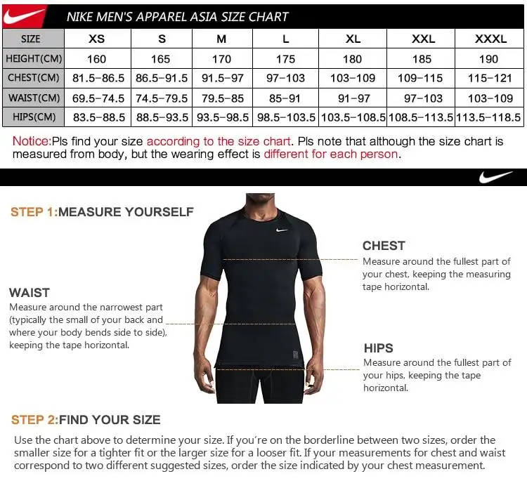 nike large t shirt size chart