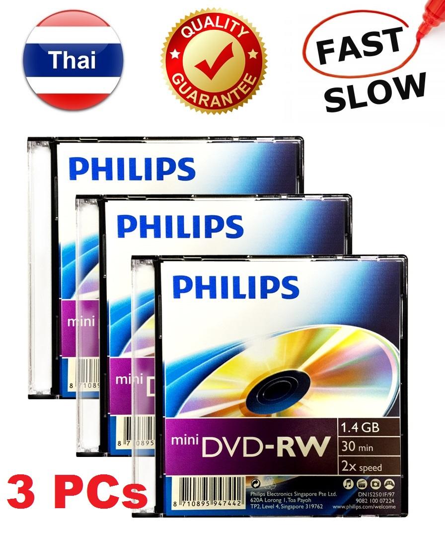 แผ่น Philips Mini DVD-RW ( ชนิด ลบ แล้ว เขียนใหม่ ได้ ) เวลา 30 นาที สำหรับกล้อง DVD HandyCam