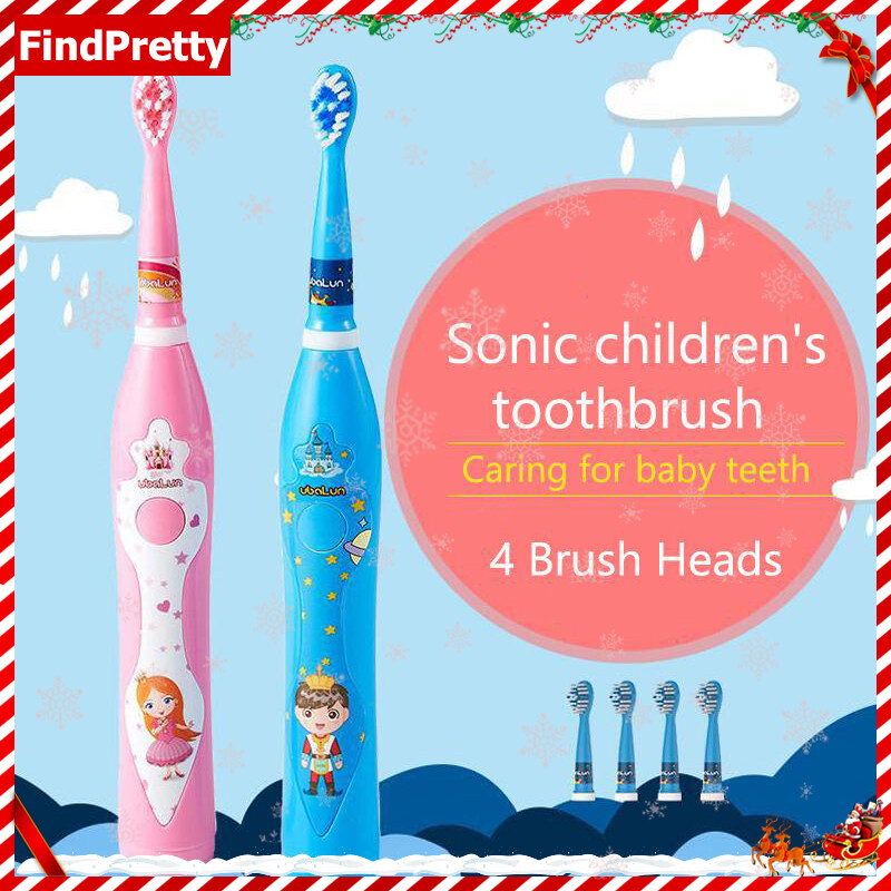 แปรงสีฟันไฟฟ้า ช่วยดูแลสุขภาพช่องปาก ระนอง FindPretty แปรงสีฟันไฟฟ้าเด็ก ฟฟ้าโซนิคกันน้ำสมาร์ทใหม่ Electric Toothbrush USB Charging Waterproof แปรงสีฟันไ Intelligent Vibration Cleaning Bamboo Toothbrush for Children Kids