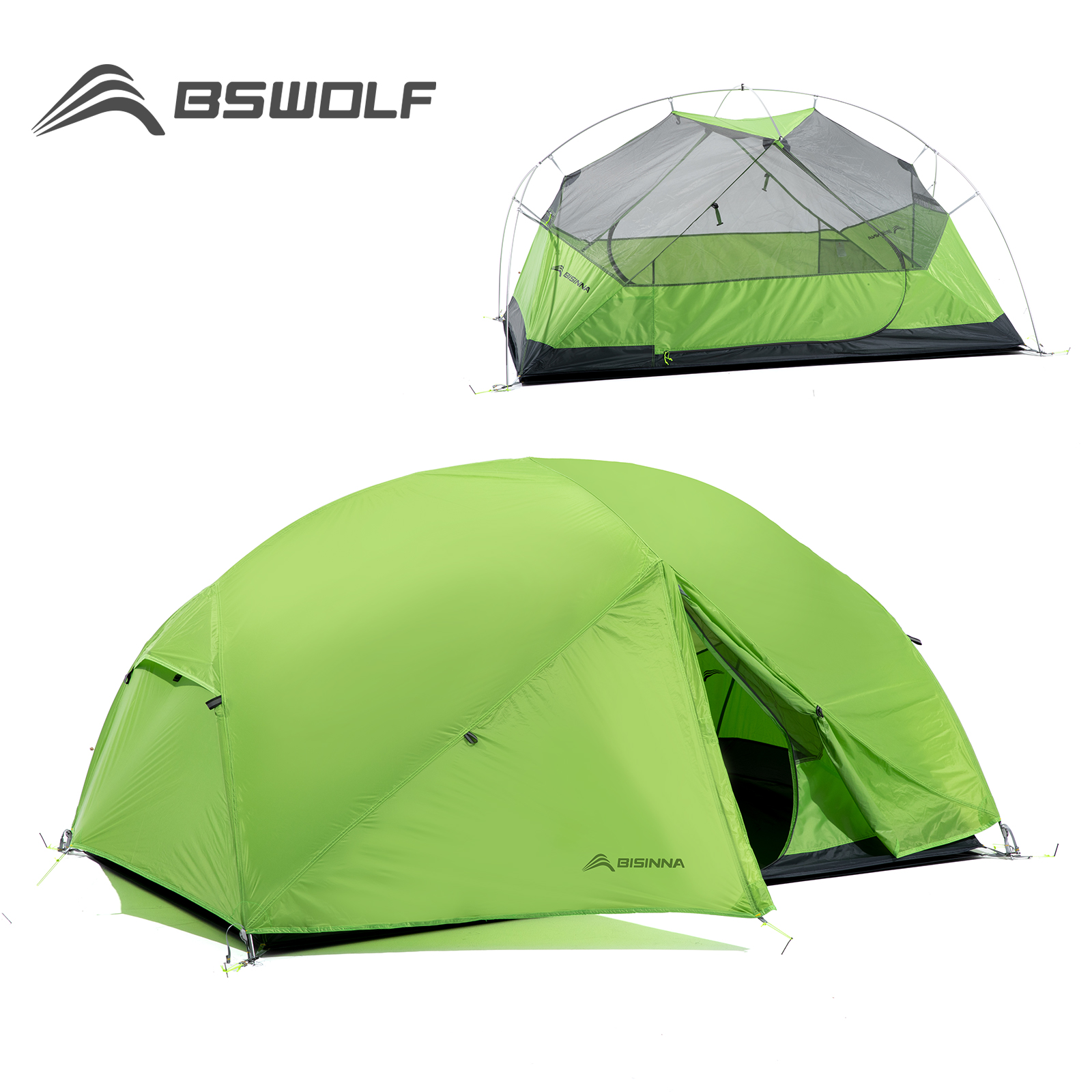 BSWOLF 2 Person Camping Tent 20D380T nylon Double Layer Breathable Waterproof windproof professional ultralight Tent suitable ราคา 3,799 บาท*ส่งฟรี