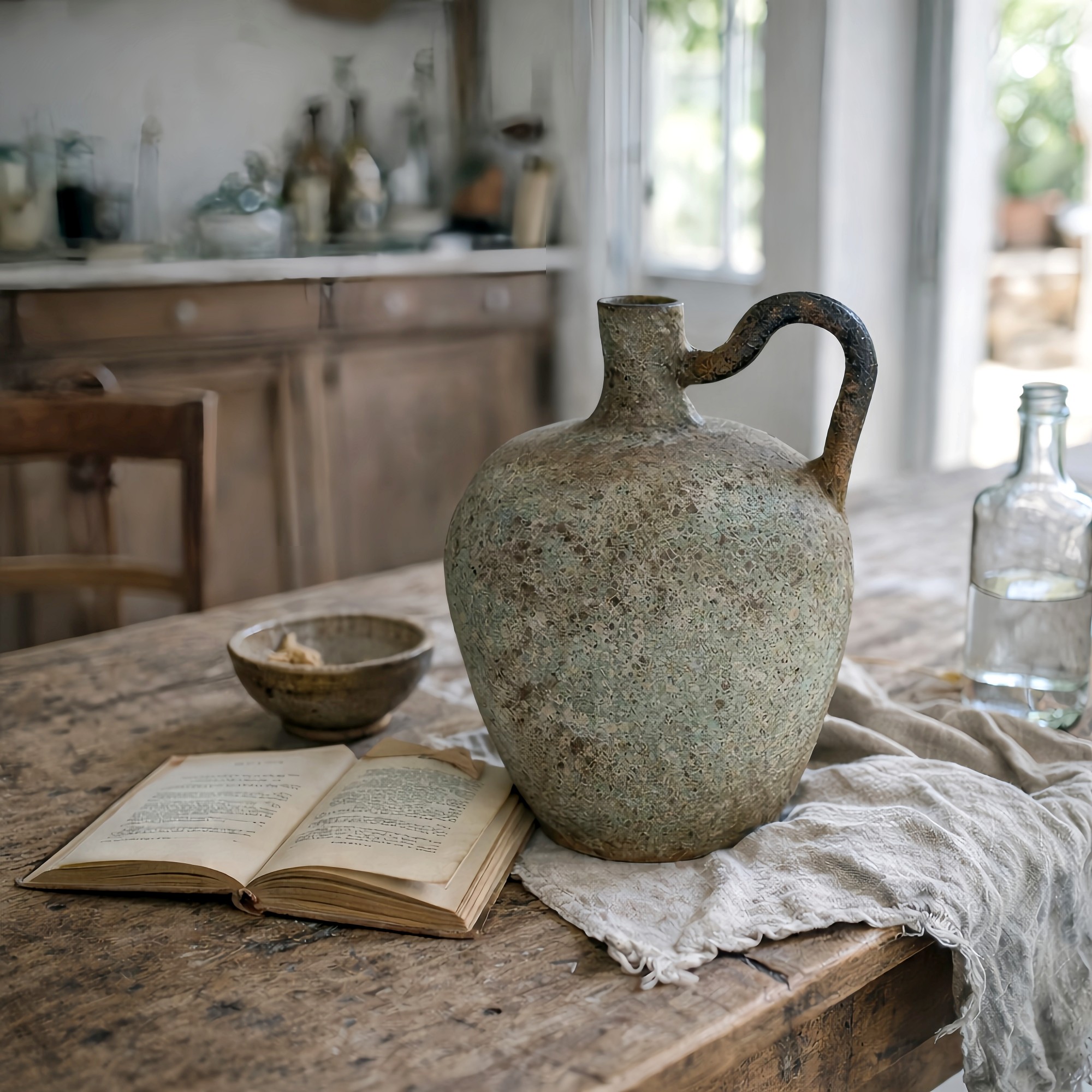 Decorative Vase in the Shape of a Gourd with a Handle, Vintage Style, Height 33 Cm. ราคา 3,850 บาท*ส่งฟรี