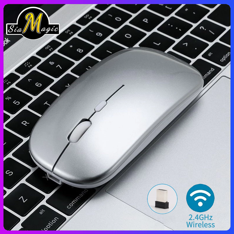 Office Rechargeable silent wireless mouse เมาส์ไร้สายชาร์จเงียบสะดวกสบายทนนานพกพาสะดวกออกแบบตามสรีรมือบางเฉียบ 2.4GHz ชาร์จแบตเงียบไร้สายเมาส์